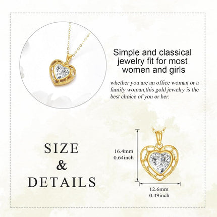 14K Gold Diamond Cut Heart-Shaped Pendant Necklace - Elegant for Her