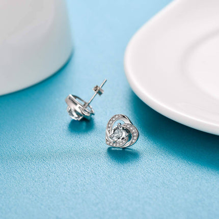 925 Sterling Silver Birthstone Heart Stud Earrings Jewelry Gifts for Women
