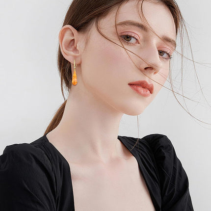 14K Gold Citrine Teardrop Drop Dangle Earring for Women Anniversary Gift Engagement Bridal Party Wear Fashion Jewelry