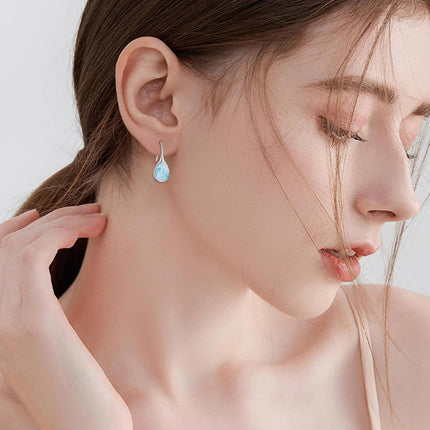 925 Sterling Silver Turquoise Teardrop Threader Earrings for Women - Long Dangle Pierced Jewelry