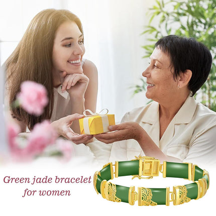 925 Sterling Silver 925 Green Jade Bracelet with Intricate Design Elements - Fashionable and Elegant Jewelry Accessory