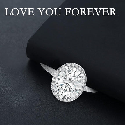 Gold 10k Moissanite 1ct Oval Halo Ring for Women Engagement Wedding
