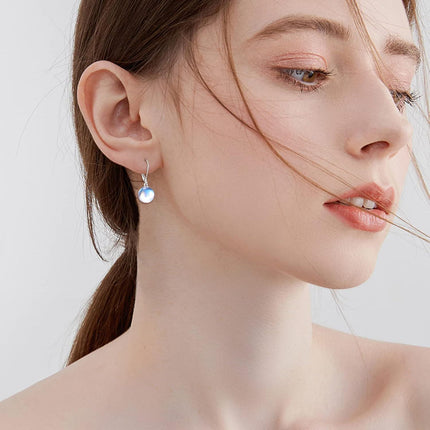 925 Sterling Silver Pink Opal Round Drop Earrings for Women Girls