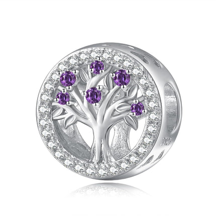925 Sterling Silver Tree of Life Birthstone Charms for Bracelets