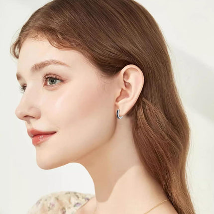 925 Sterling Silver Simulated Opal Hoop Earrings for Women Hypoallergenic Huggie Hinged Hoops Colorful Jewelry Gift