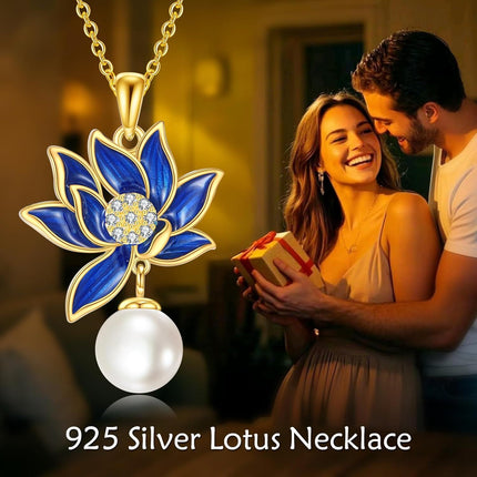 925 Sterling Silver Lotus Necklace with Mystical Goddess Symbol - 20mm Pendant, 18-22 Chain, Hypoallergenic Jewelry Gift for Women