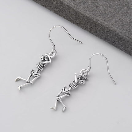 925 Sterling Silver Halloween Skeleton Hand Dangle Earrings Gift for Women