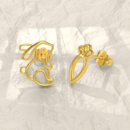 14K Gold Cutout Bunny Stud Earrings Adorable Rabbit s for Girls and Women
