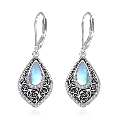 925 Sterling Silver Peridot Pink Opal Larimar Black Onyx Lapis Lazuli Filigree Teardrop Earrings