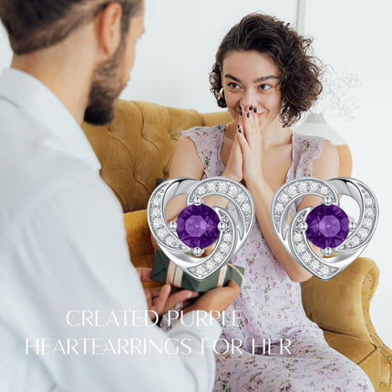 925 Sterling Silver Birthstone Heart Stud Earrings Jewelry Gifts for Women