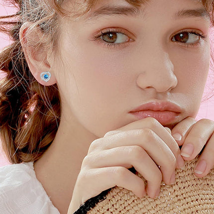 925 Sterling Silver Birthstone Heart Stud Earrings Jewelry Gifts for Women
