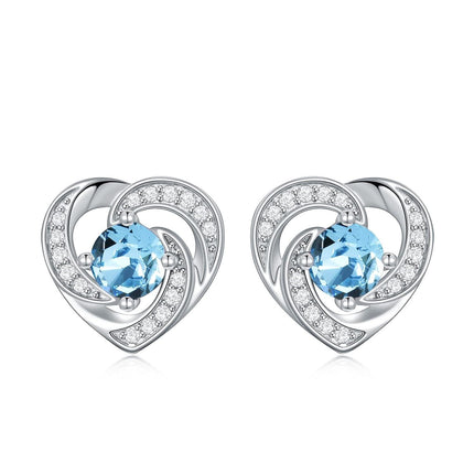 925 Sterling Silver Birthstone Heart Stud Earrings Jewelry Gifts for Women