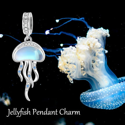 925 Sterling Silver Jellyfish Charm Beads Fits Bracelets Necklace Jewelry for Women