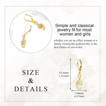 10K Gold Treble Clef Diamond Drop Earrings Fine s for Women