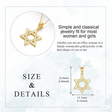 14K Yellow Gold White Opal Star of David Necklace Pendant  for Women