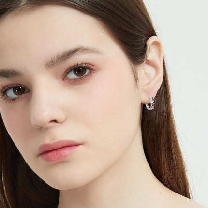 925 Sterling Silver Cardinal Earrings Hypoallergenic Hoop Red Bird Gifts for Women