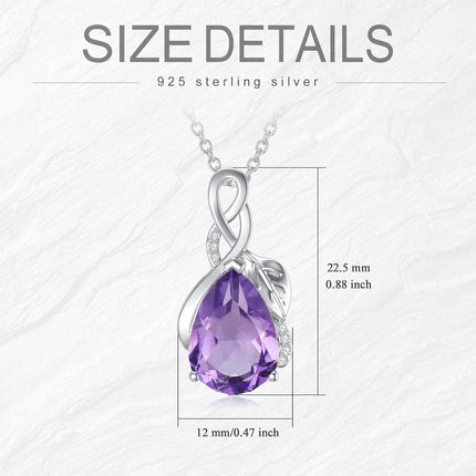 925 Sterling Silver Natural Amethyst Necklace - Elegant Purple Gemstone Jewelry for Women, Adjustable 18'' Chain, Gift Ready
