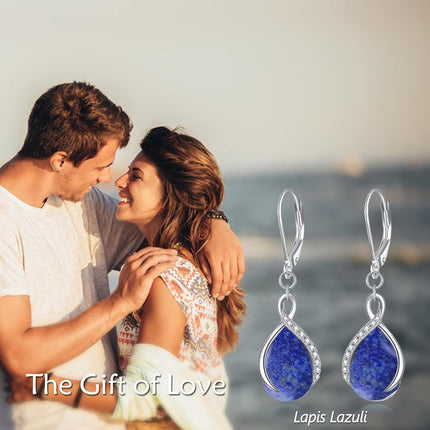 925 Sterling Silver Opal Pear-Shaped Drop Earrings with Leverback Hooks for Women Gift Ideas