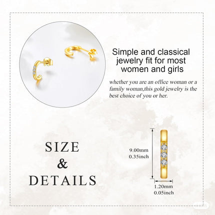 14K Gold Moissanite Huggie Hoop Earrings (2 x 3 mm)