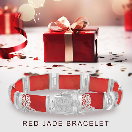 925 Sterling Silver 925 Green Jade Bracelet with Intricate Design Elements - Fashionable and Elegant Jewelry Accessory