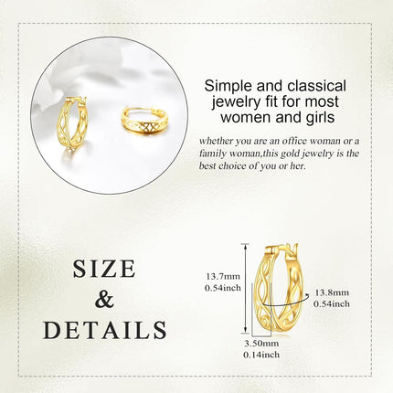 14K Gold Small Huggie Filigree Hoop Earrings for Women - Birthday Gift Ideas