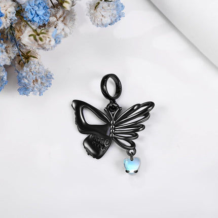 Black 925 Sterling Silver Butterfly Heart Pendant Charm Bracelet for Women Mom  69 chars