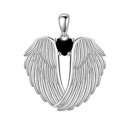 925 Sterling Silver Birthstone Angel Wings Pendant Necklace