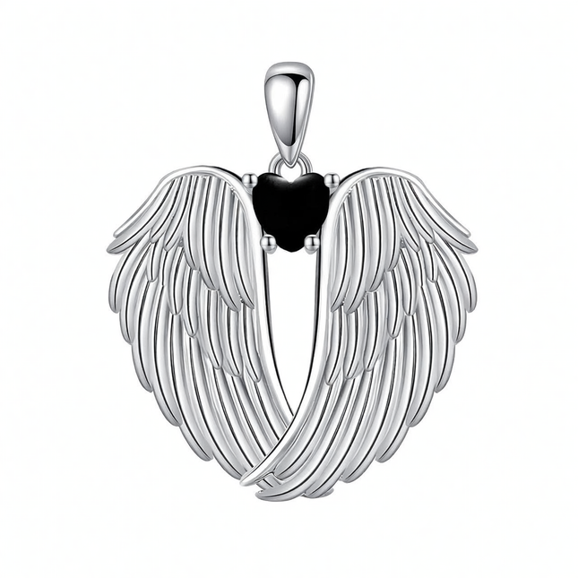 925 Sterling Silver Birthstone Angel Wings Pendant Necklace