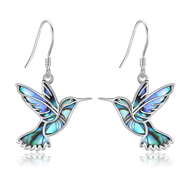 925 Sterling Silver Hummingbird Earrings with Abalone Shell Inlay for Women Mom Gifts