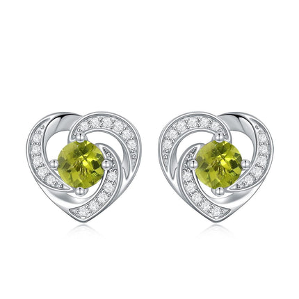 925 Sterling Silver Birthstone Heart Stud Earrings Jewelry Gifts for Women
