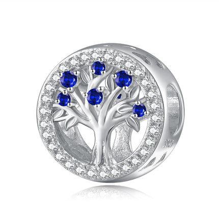 925 Sterling Silver Tree of Life Birthstone Charms for Bracelets