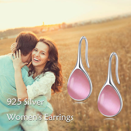 925 Sterling Silver Turquoise Teardrop Threader Earrings for Women - Long Dangle Pierced Jewelry