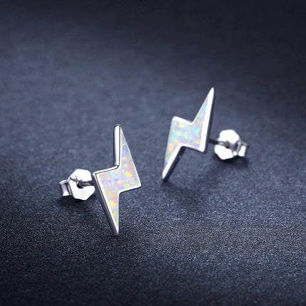 925 Sterling Silver Lightning Bolt Fire Opal Stud Earrings Hypoallergenic s for Women