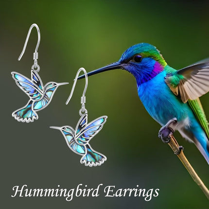 925 Sterling Silver Hummingbird Earrings with Abalone Shell Inlay for Women Mom Gifts