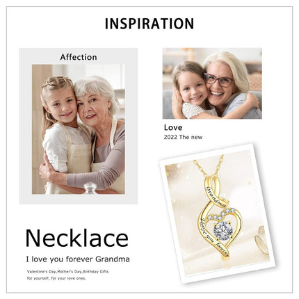 14K Gold Princess Cut Green Stone & White Cubic Zirconia Pendant Necklace for Grandma