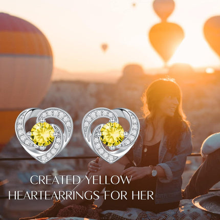 925 Sterling Silver Birthstone Heart Stud Earrings Jewelry Gifts for Women