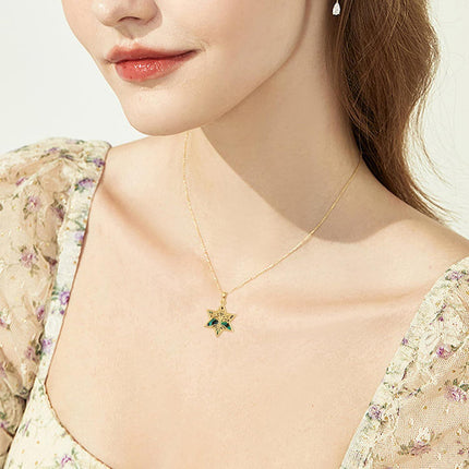 14K Gold Tree of Life Star Pendant Necklaces for Women
