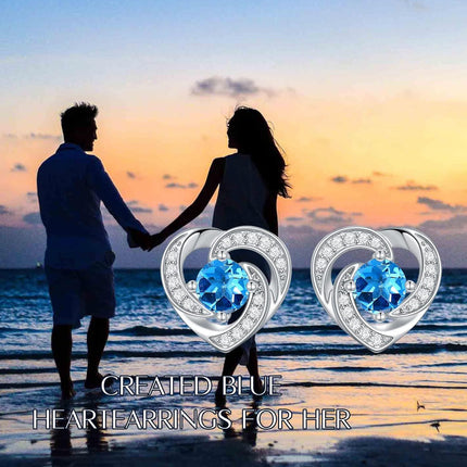 925 Sterling Silver Birthstone Heart Stud Earrings Jewelry Gifts for Women