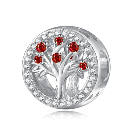 925 Sterling Silver Tree of Life Birthstone Charms for Bracelets