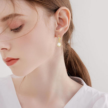 14K Gold Moonstone Teardrop Leverback Earring for Women's Fashion s