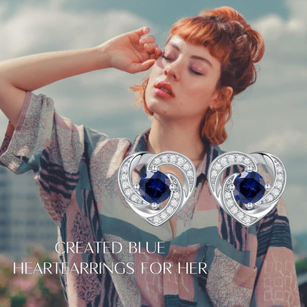 925 Sterling Silver Birthstone Heart Stud Earrings Jewelry Gifts for Women