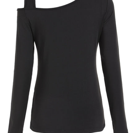 Cutout Asymmetrical Neck Long Sleeve T-Shirt