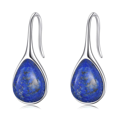 925 Sterling Silver Turquoise Teardrop Threader Earrings for Women - Long Dangle Pierced Jewelry