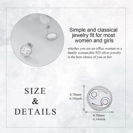 925 Sterling Silver White Opal Cancer Zodiac Constellation Stud Earrings
