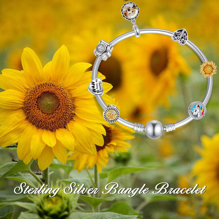 925 Sterling Silver Snake Charm Bead Bracelet with Snap Clasp for Women