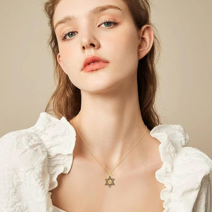 14K Gold Cross in Star of David Pendant Necklace Judaica s for Men & Women