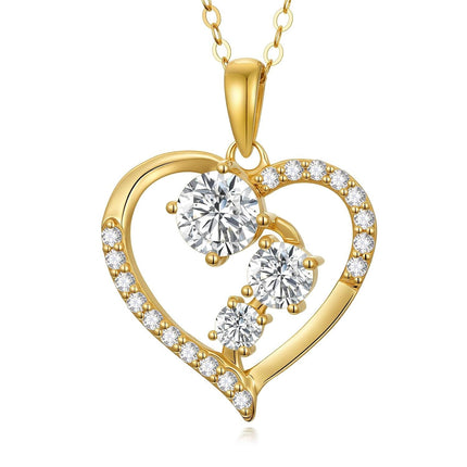 14K Gold Yellow Diamond Heart Pendant Necklaces for Women 1CTTW