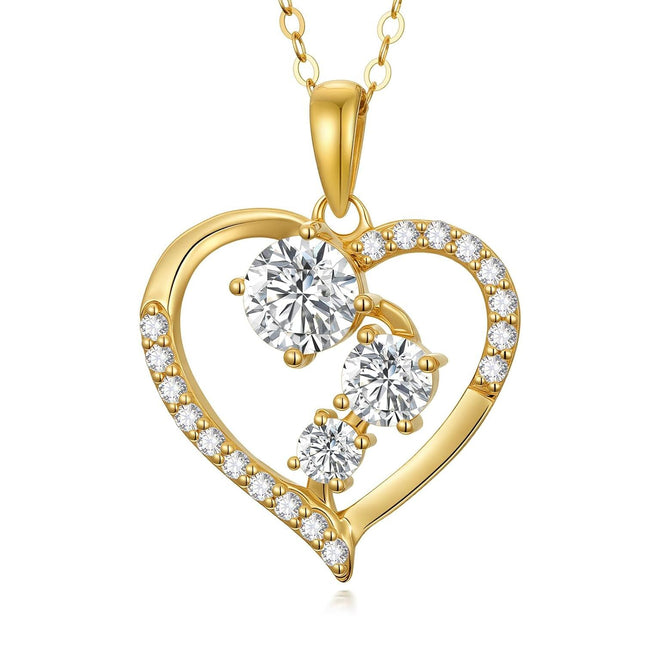 14K Gold Yellow Diamond Heart Pendant Necklaces for Women 1CTTW