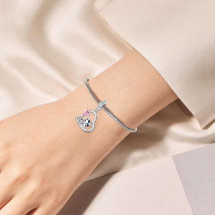 925 Sterling Silver Mother's Day Gifts Cow Charm Fit Bracelets Birthstone Charms for Women Mom Lover 12 Months Jewelry