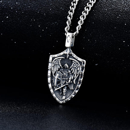Archangel St Michael Shield Pendant Necklaces for Men & Women